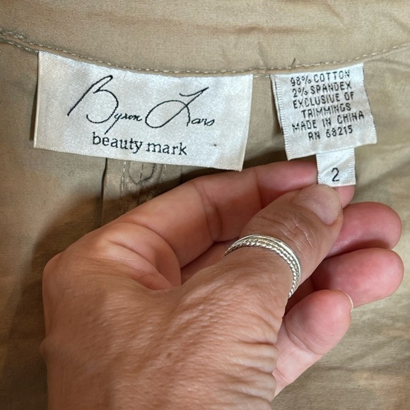 Bryan Lars Lace Embroidered Paris Trench Coat Floral Buttons Eyelet overlay Sz 2 - Picture 12 of 15